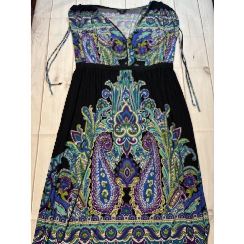Soho Apparel LTD Women's Black Blue Pattern Dress Size 8